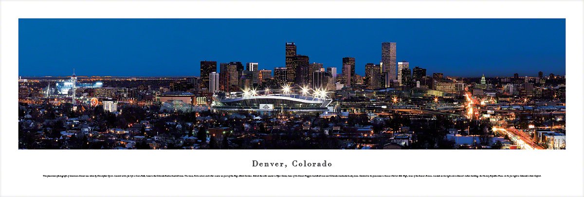 Denver, Colorado at Night - Unframed Blakeway Panoramas Print