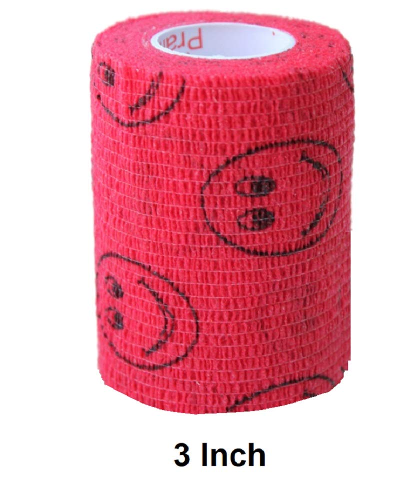 2 Pack Premium Vet Wrap - Self Adhesive Bandage Wrap & Athletic Tape- 4" x 5 Yards Elastic & Self-Sticking Cohesive Bandage for Pets, Sports, Wrists, & Ankles - Red with Smiles by Prairie Horse Supply — Amazon image 8