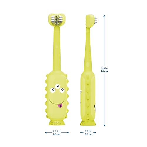 Miniatura 43 de Dr. Brown's ToothScrubber - Juego de cepillos de dientes para niños pequeños, monstruo con pasta de dientes sabor fresa Paquete de 2, juego