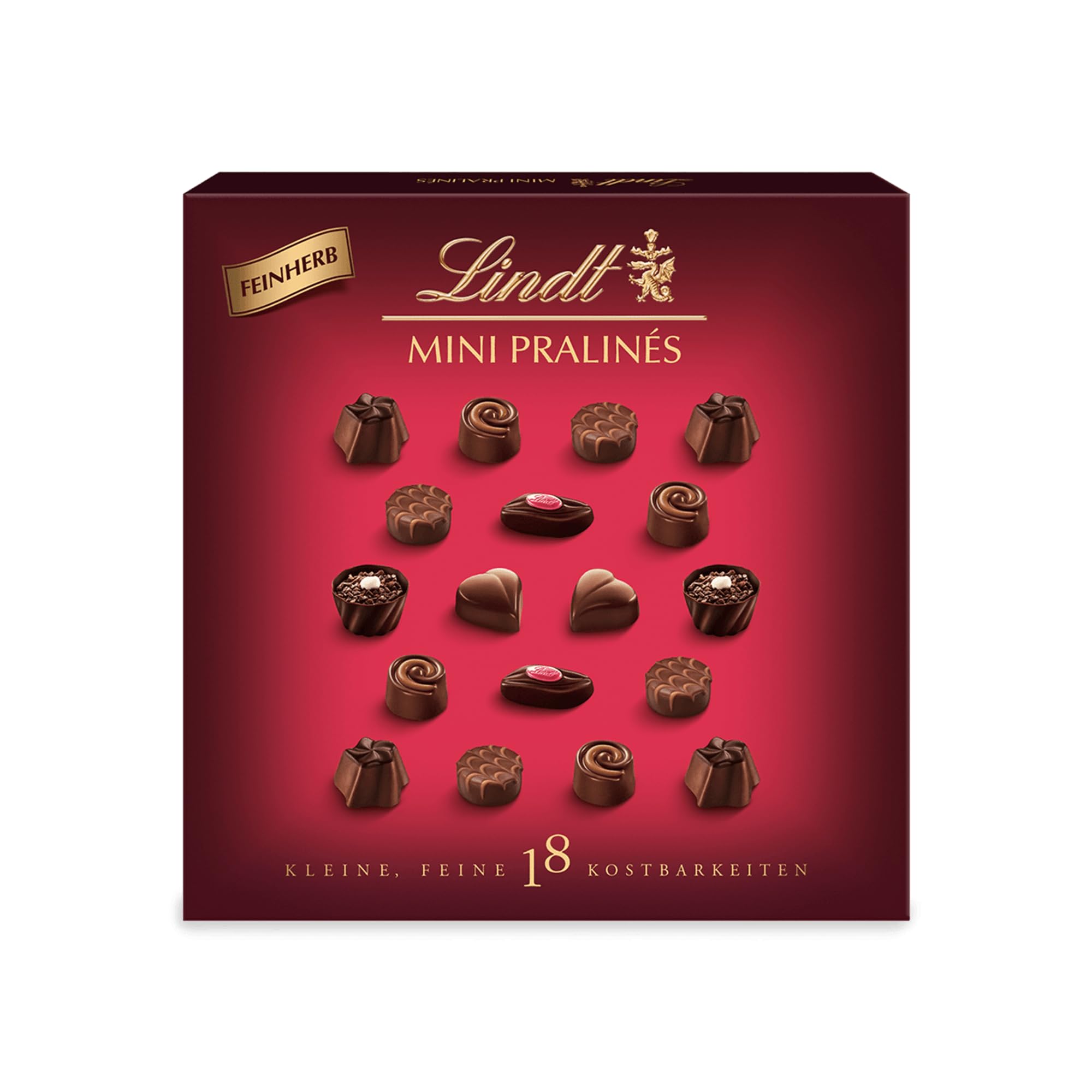 Lindt Schokolade - Feinherbe Mini Pralinés | 90 g | Pralinen-Schachtel mit je 18 Pralinen in 6 köstlichen Sorten | Pralinengeschenk | Schokoladengeschenk