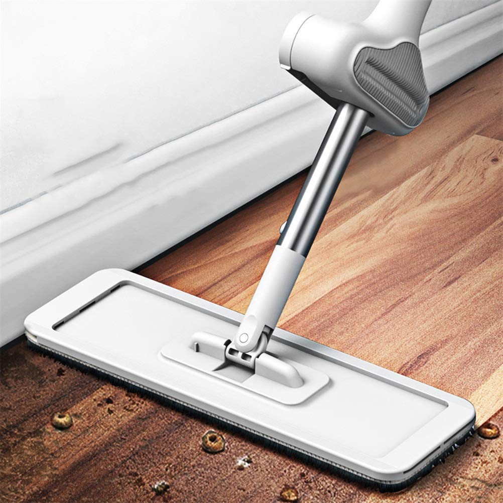 Mopa plana para limpieza manos libres de suelos del hogar y la cocina con cabezal de repuesto de microfibra, 1 trapeador y 1 paño