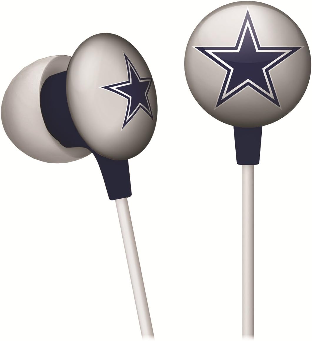 iHip NFF10200DAL NFL Dallas Cowboys Mini Ear Buds, Blue/Silver
