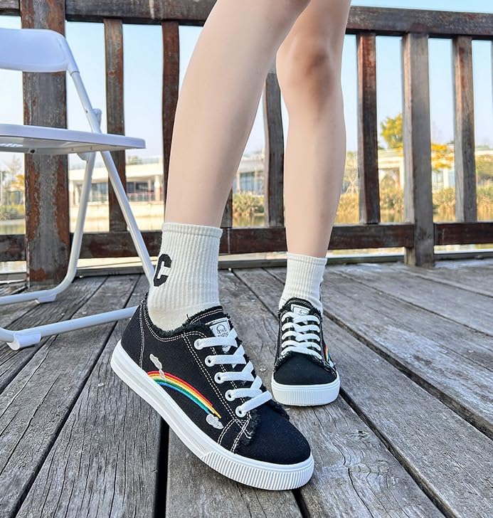 Rainbow Walking Shoes Canvas Y2K Walking Cute Sneakers for Women Thick Sole LGBTQ+ Parades Queer Party Pride Month4