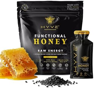 HYVE Functional Pre-workout Honey – Caffeine Free Raw Energy Packets with Organic Cordyceps Mushrooms, Volcanic Sea Salt & Organic Honey – Energy Boost with Natural Adaptogens, Pack of 15 Sachets, Sweet & Salty