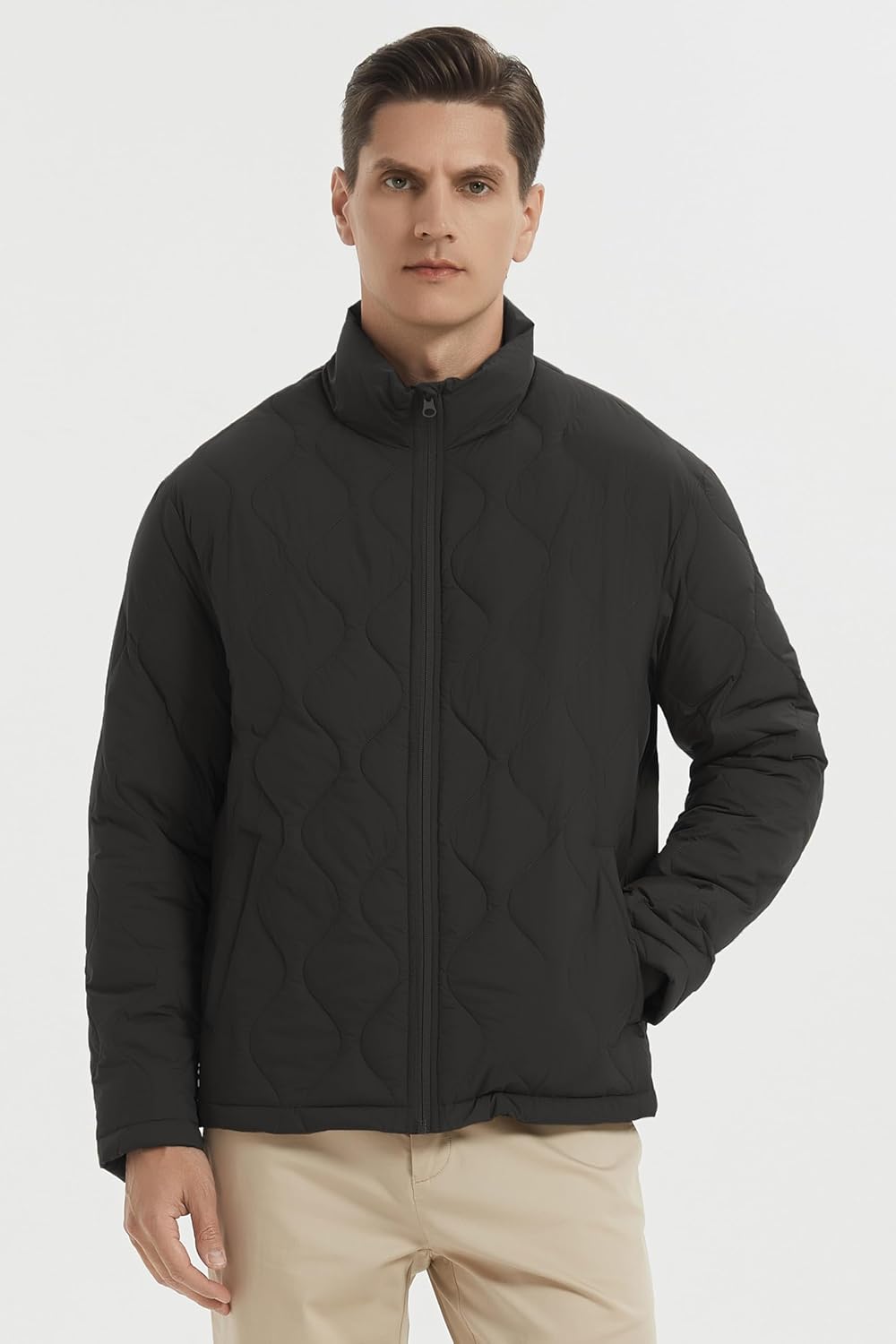 Orolay Men's Lightweight Quilted Bomber Jackets Full Zip Winter Down Coat Water Repellent Casual Outerwear