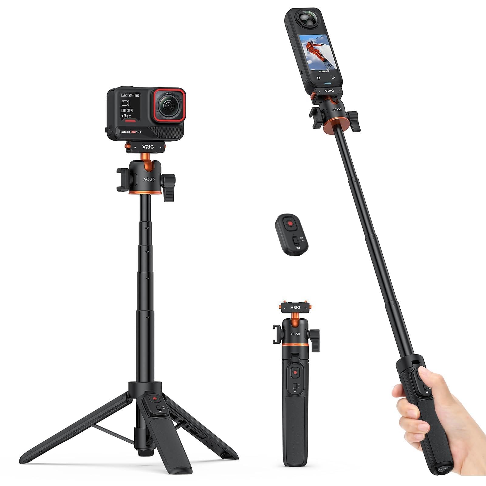 vive2専用 Amazon | VRIG Insta360 Ace Pro2用 自撮り棒 リモコン付き 三脚 55cm