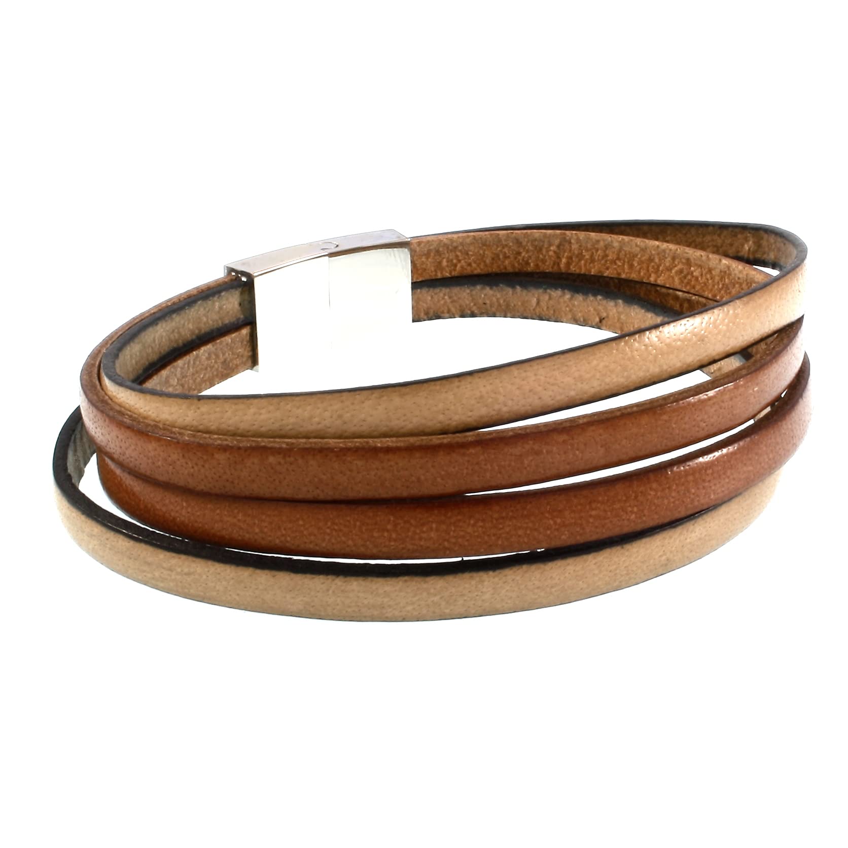 Echt Leder-Armband Twist Cognac Beige Herren Männer