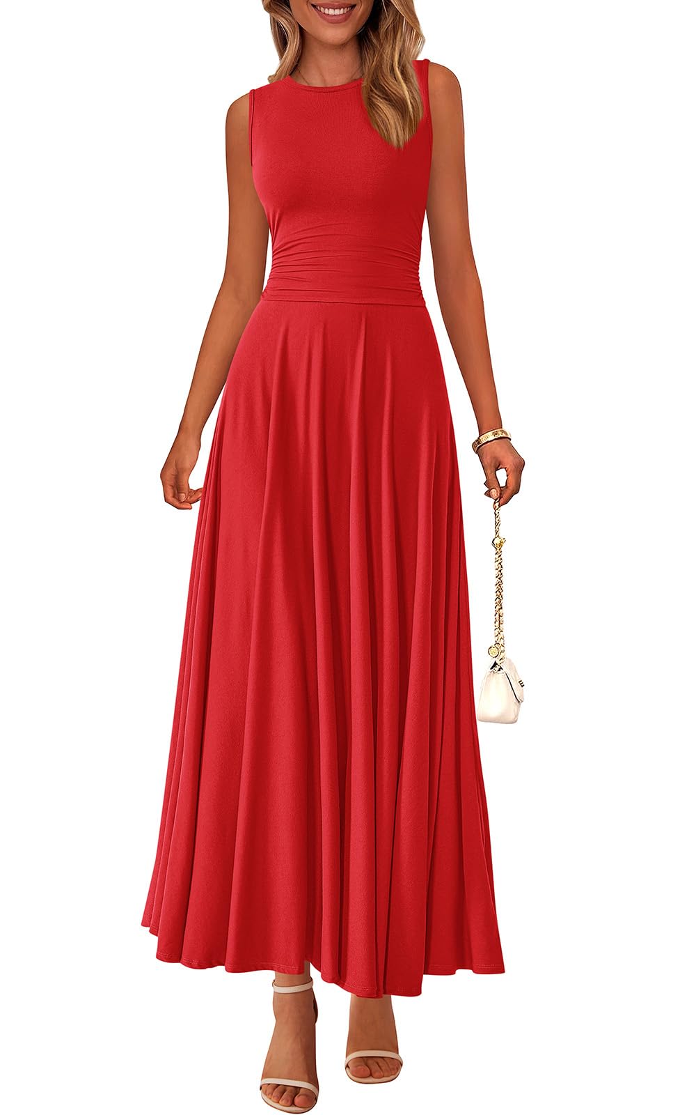 PRETTYGARDEN Womens Sleeveless Summer Dresses 2026 Flowy Aline Maxi Dress