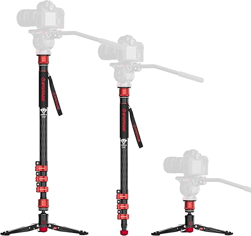 IFOOTAGE Monopod profesional de 71 pulgadas, monopie de fibra de carbono para cámaras DSLR, cámara de viaje portátil monopie con pies carga máxima