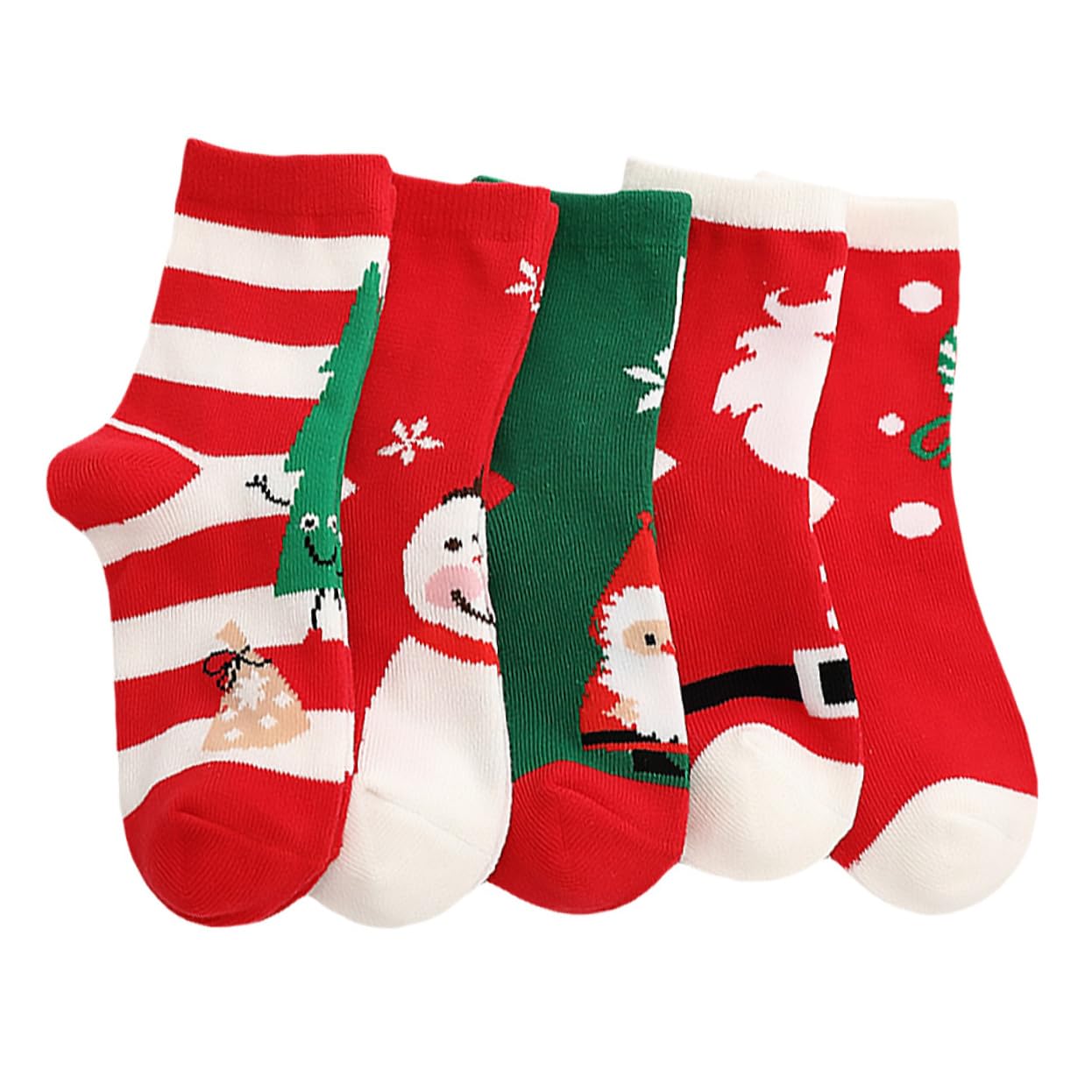 Healvian 5paia Calze di Natale Calde Calze Medie Cotone Cartoni Animati Calzini Unisex per Autunno e Inverno
