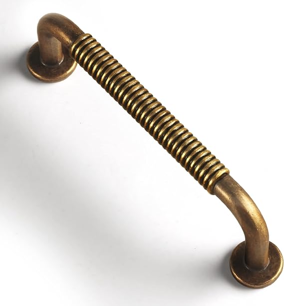 GooKi 6 Pack Antique Brass Swirl Bar Handles 3.78Inch(96mm