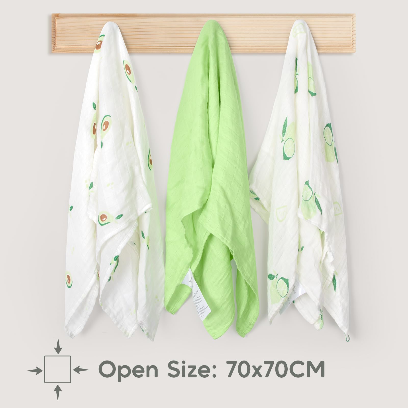 Maliton Muslin Cloths for Baby 6 Pack 70x70CM Large Cotton Burp Cloths, Soft & Breathable Baby Muslins Pack - Image 2