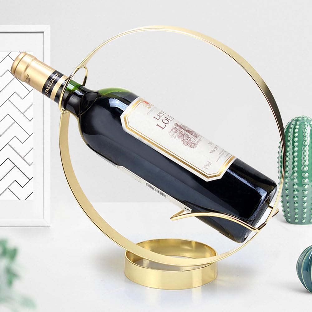 kaileyouxiangongsi Metal Single Tabletop Wine Rack – Freestanding Countertop Decorative Wine Bottle Holder, Unique Wine Gifts and Accessories for Wine
