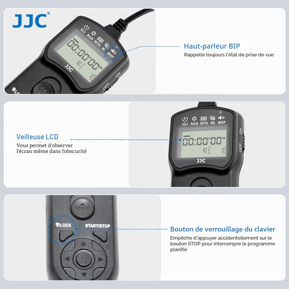 JJC Télécommande de Minuterie avec Trépied Support Pince pour Canon EOS R50V R100 R6 R6II R7 R8 R RP R10 800D 760D 700D 650D 200D 100D 1300D 1200D 1100D 77D 80D 70D G1X G3X G5X Remplacement RS-60E3