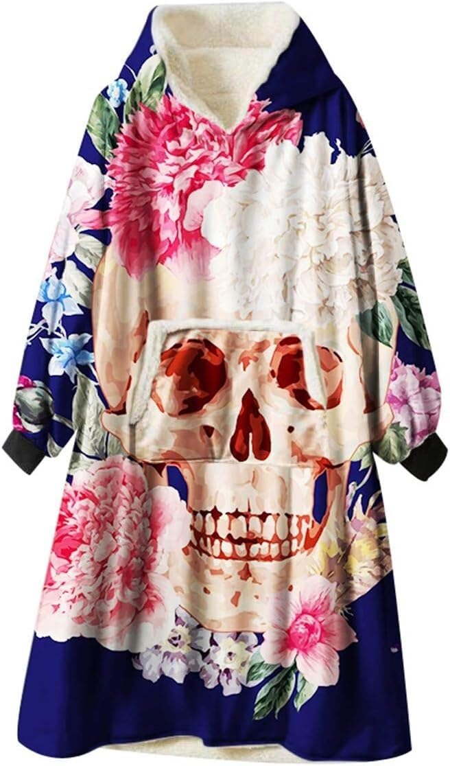 Couverture à capuche surdimensionnée imprimé grande fleur pour adulte et ado