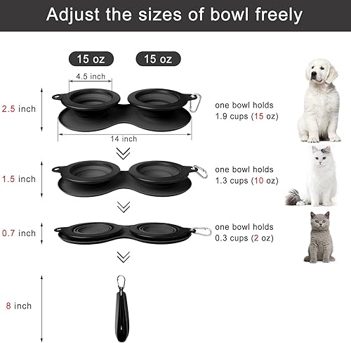 Miniatura 2 de WINSEE - Cuencos plegables para perros con agua, portátil, para alimentar alimentos para mascotas, gatos, plegable, expansible, sin derrames, tapete