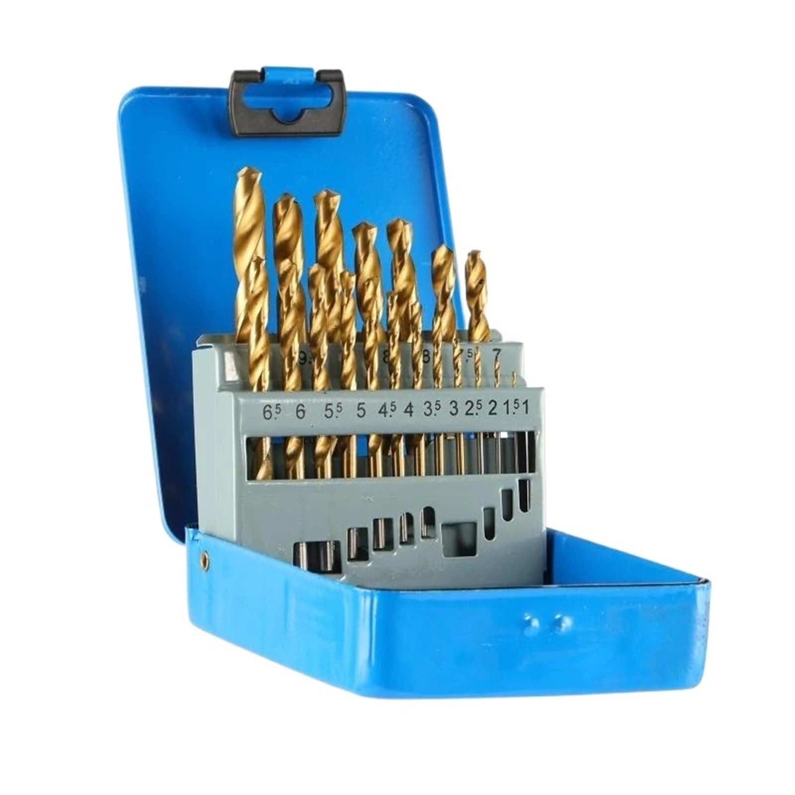 Juego de brocas para taladro rotativo Juego de brocas helicoidales vástago recto 19/25 piezas con caja hierro, for trabajar la madera, metal y chapado en titanio(Style 1 19pcs)