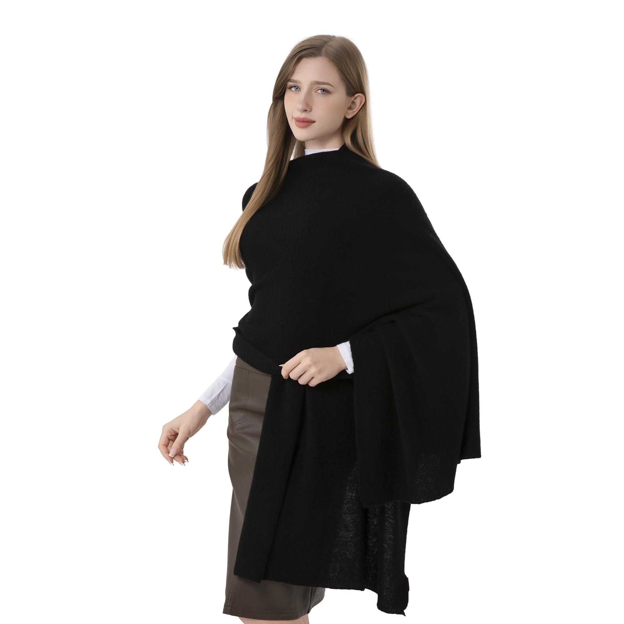 Kaschmir-Wickeltuch, warm, weich, gestrickt, Stola für Damen, Flugzeug, Reise, Decke, Schal, 221 x 71,1 cm, extra groß, Pashmina
