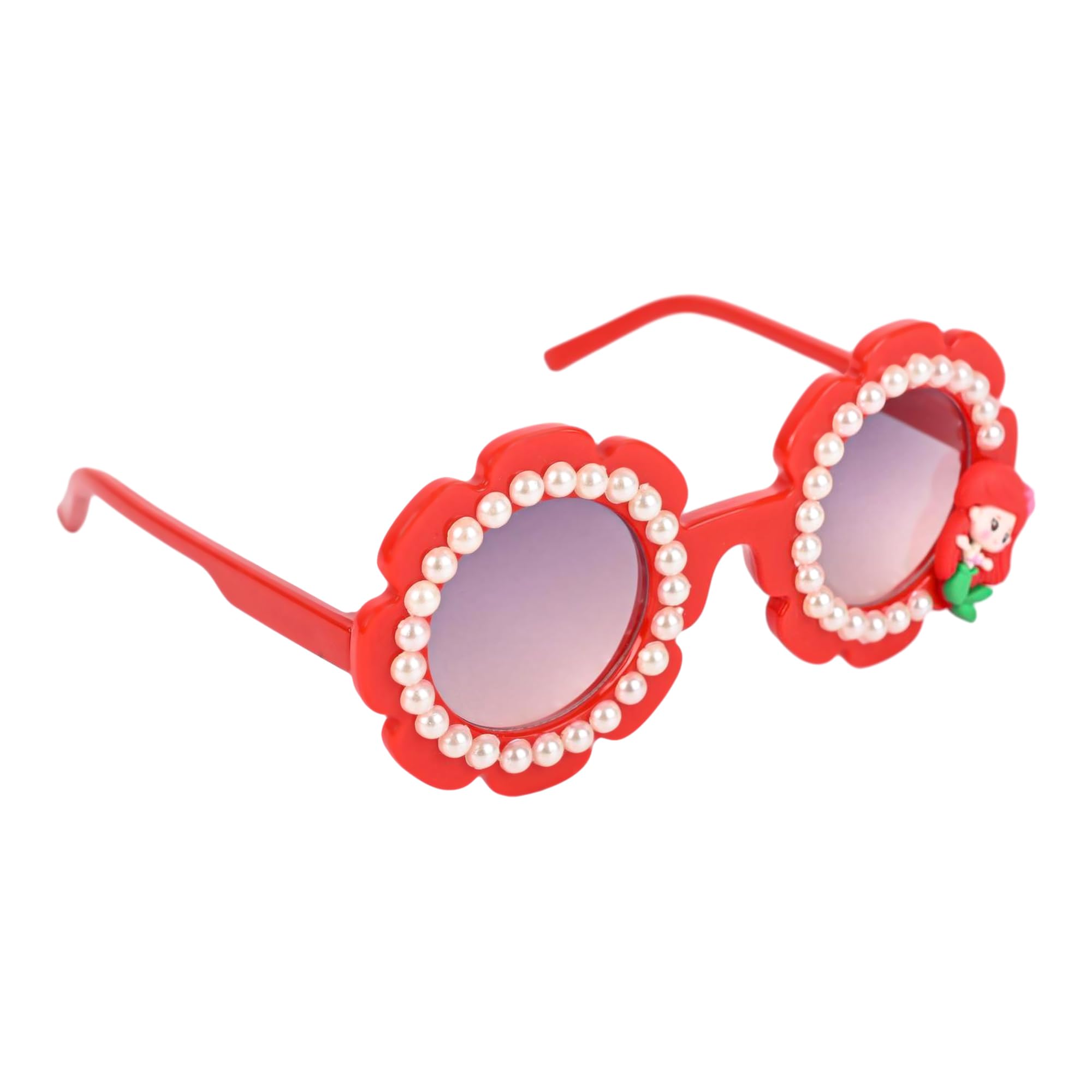 withlov.in Mermaid Sunglasses, Round Frame, Red Tinted UV400 Lenses, 2-6 Years perfect Birthday/Return Gift 1