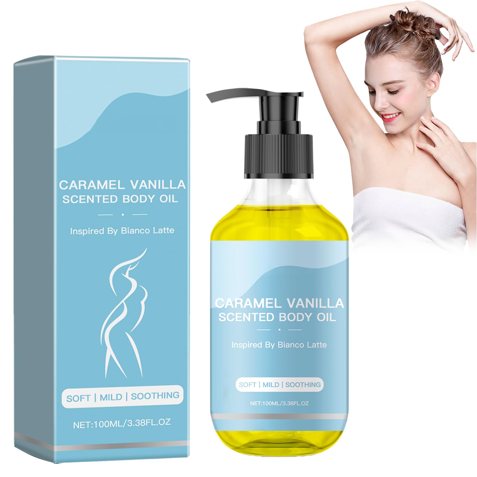 Xiquzal Caramel Vanilla Scented Body Skin Care Oils, Fragrances Body Oil Caramel Vanilla, Body Care Oil for Moisturizing and Hydrating, 100ml (01)