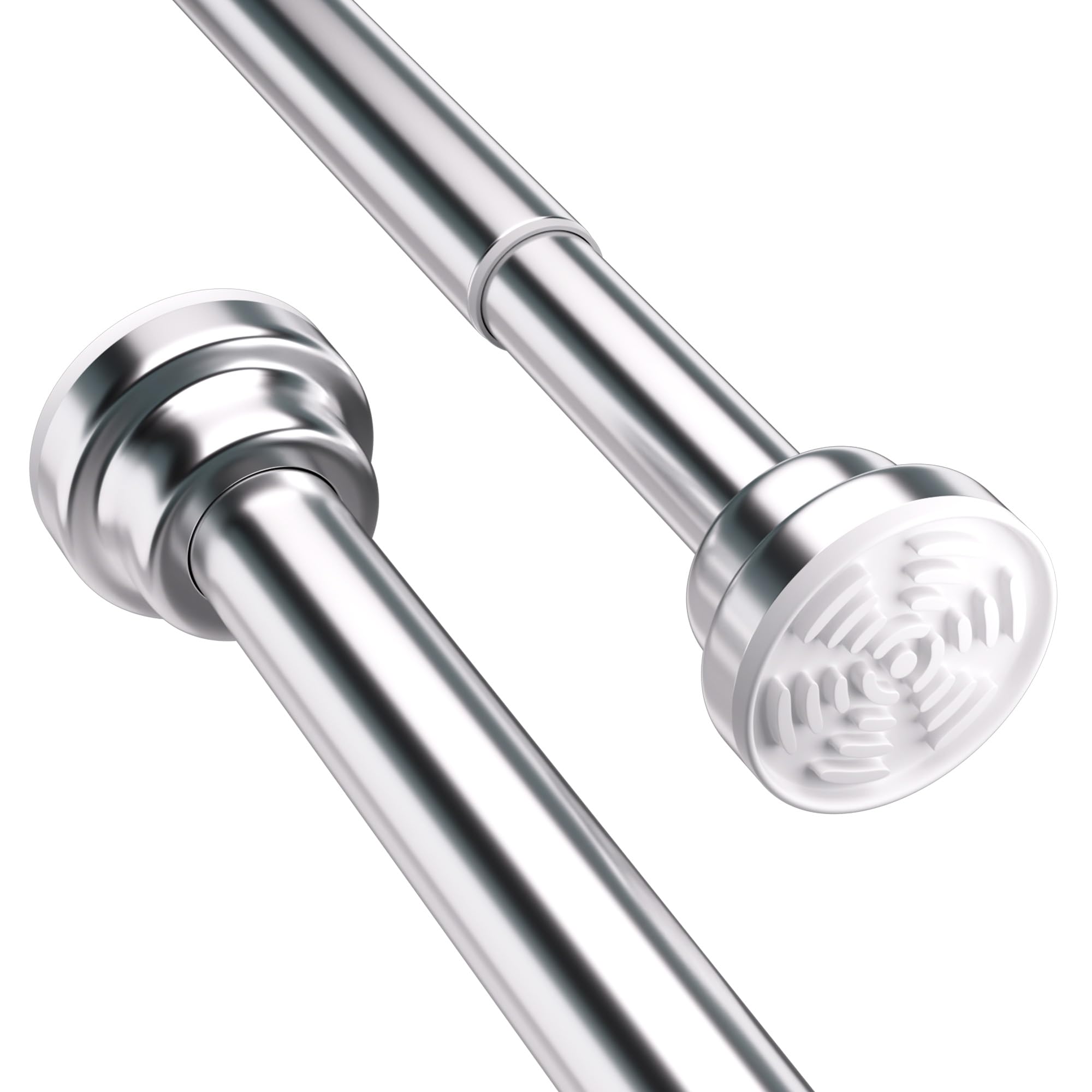 Extendable Shower Curtain Rail 125-210cm,Stainless Steel Shower Curtain Pole Curtain,Tension Rod No Drilling Adjustable Shower Rail Telescopic Shower Pole for Bath,Closet,Wardrobe,Kitchen Silver