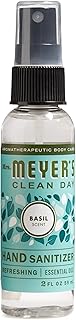 MRS. MEYER'S CLEAN DAY Antibacterial Hand Sanitizer Spray, Travel Size, Removes 99.9% of Bacteria, Basil, 2 oz