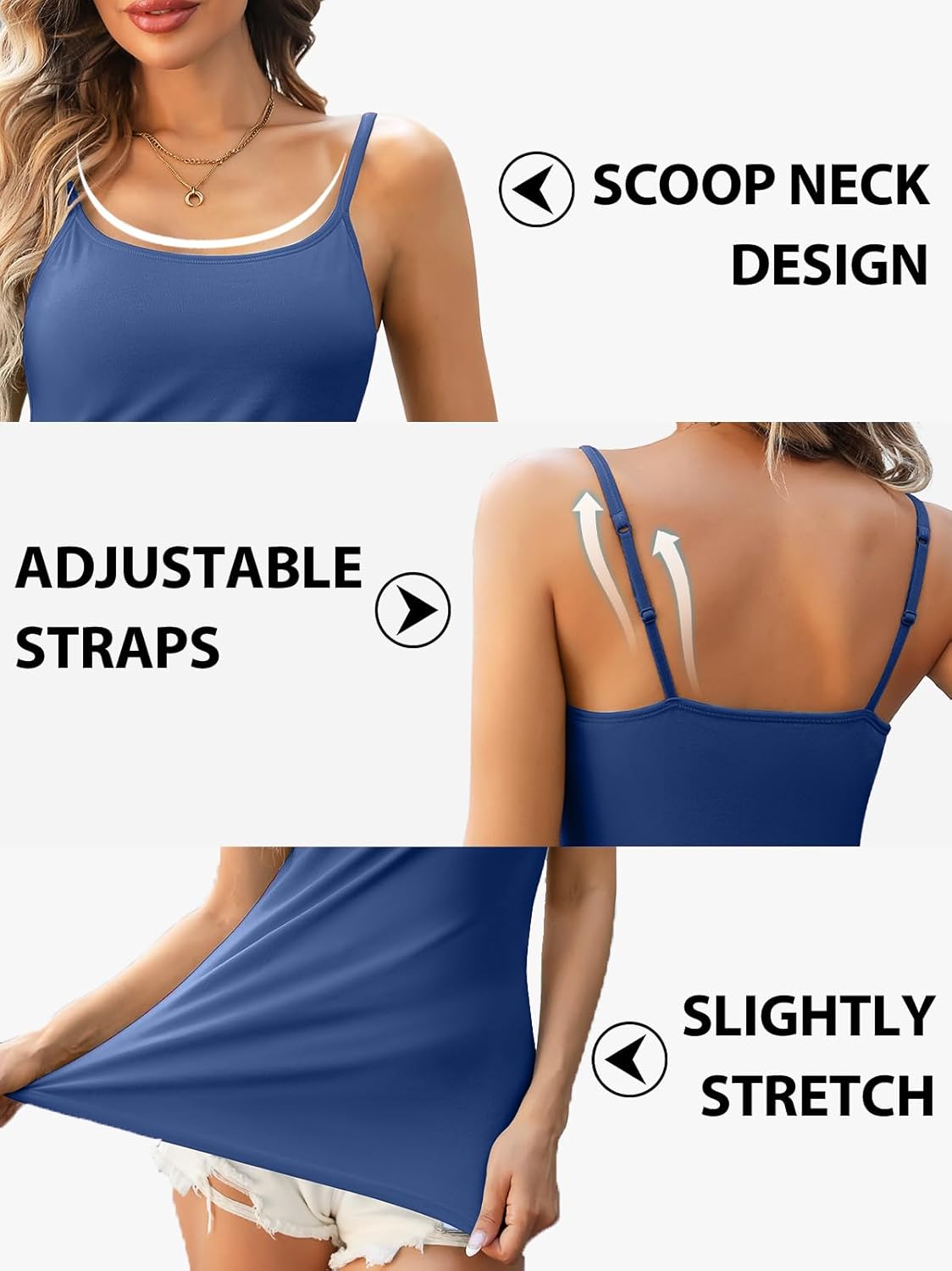 V FOR CITY Women's Shelf Bra Camisole Tops Adjustable Spaghetti Strap Cami Tank Cotton Undershirts 2 Pack - Image 5
