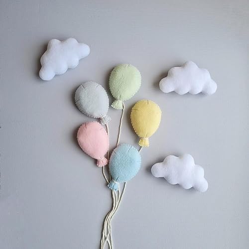 Miniatura 3 de Juego de accesorios de fotografía para recién nacidos, 5 globos de fieltro y 3 nubes para sesiones de fotos de bebés, niños y niñas, accesorios de