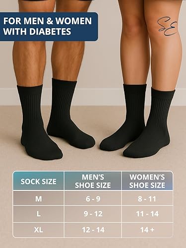 Vista 20 de Special Essentials Calcetines para diabéticos para hombres y mujeres, 6 pares de calcetines neuropatía que no se vinculan y absorben la humedad