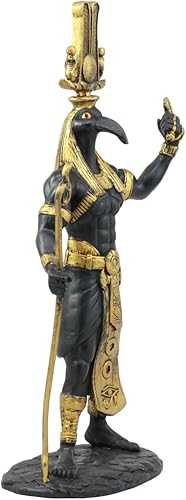 Miniatura 4 de Ebros Egipcio Dios Ibis encabezado Thoth Holding era y Ankh Estatua de 12 pulgadas de alto Deidad Patrón de Tecnología Mágica Conocimiento y