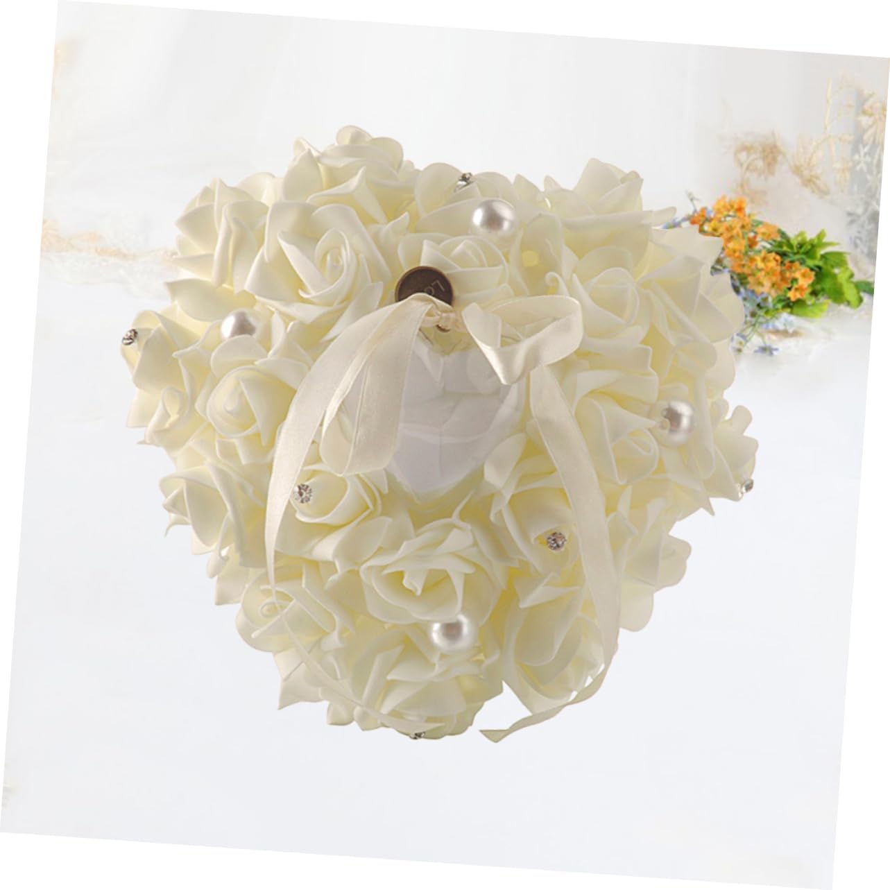 Engagement Ring Pillow Heart Shape Ring Bearer Pillow Wedding Holder Handmade Ornaments