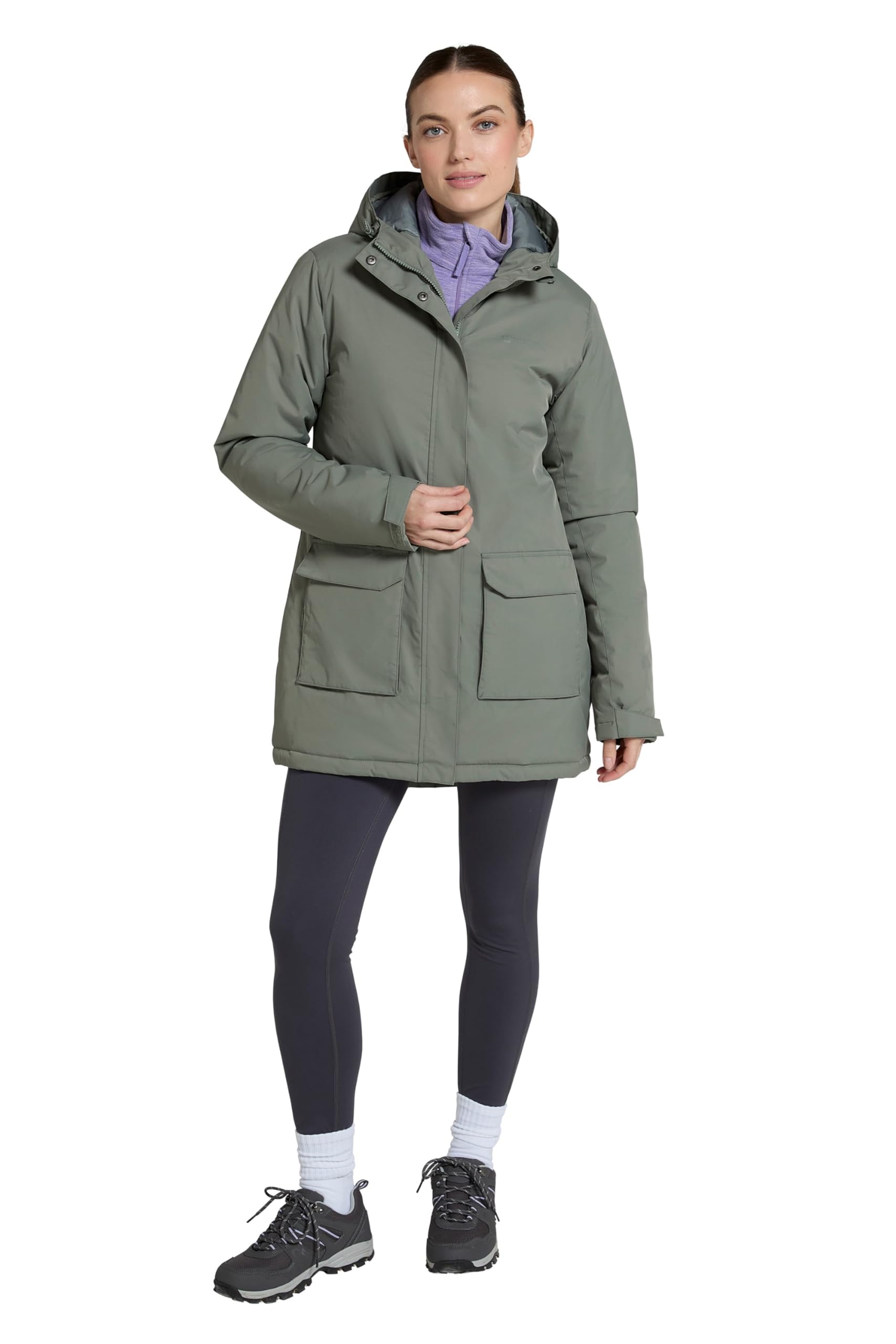 Mountain Warehouse Ranger Womens Water Resistant Padded Parka Jacket - PFC Free Breathable Coat with Padded Insulation - Autumn Winter Outdoors, Travelling & Hiking Khaki 20