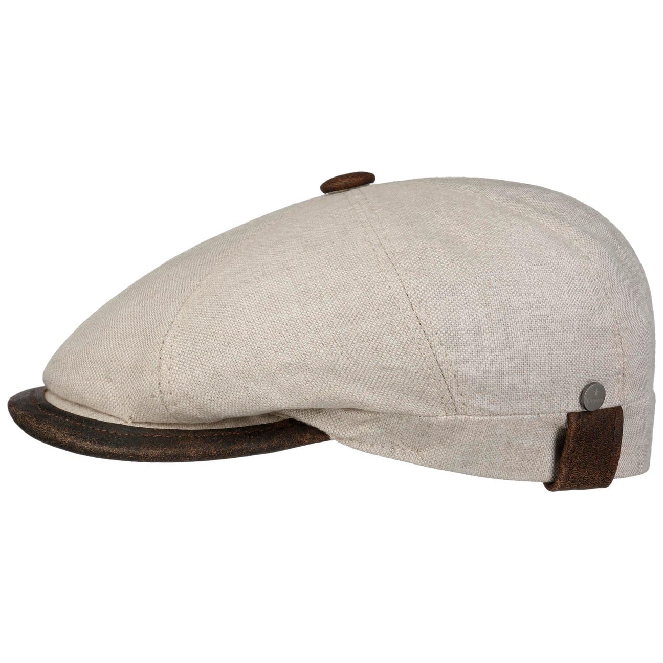 Lierys City Leather Piping Linen Cap Kobiety/Mężczyźni | Wyprodukowano we Włoszech