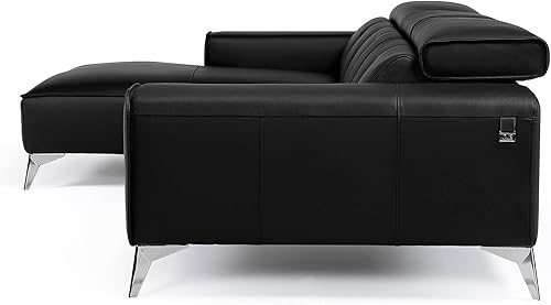 Miniatura 5 de ZURI Muebles Raj Moderna Seccional De Cuero Negro Con Reposacabezas Ajustables Y Chaise - Chaise Izquierdo