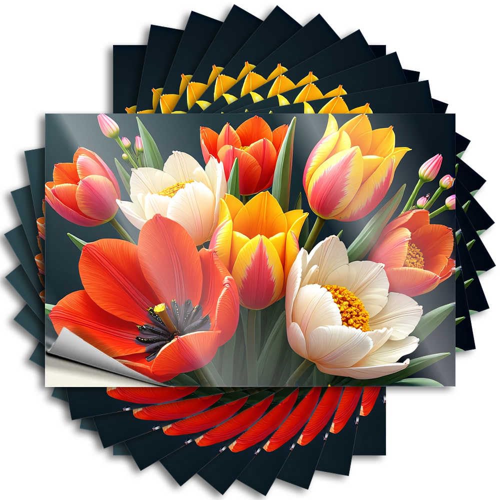 Decals Feminist Fall Door Decor Bottle Colorful Tulips Bloom in Springtime - No Residue Decals for Drinking(12X18CM)