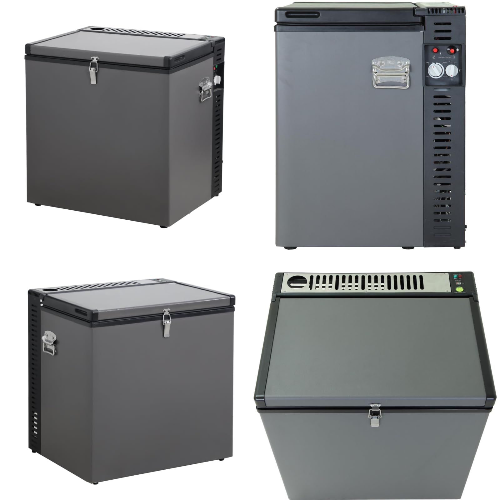 Smad Congelador de Gas Horizontal 70L para Camping y Garaje, 12V/240V/ Propano, Silencioso,21db,Negro