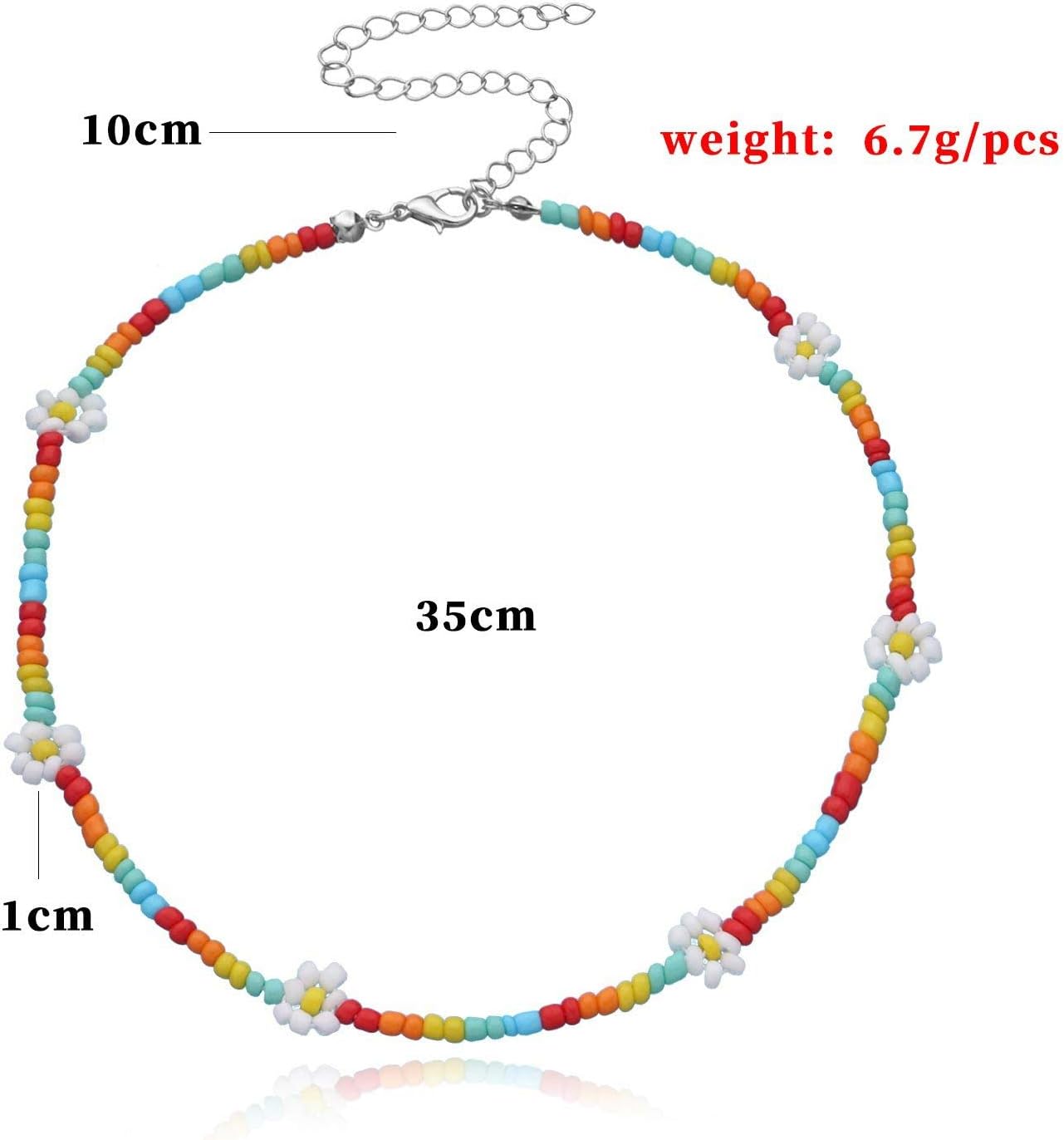 Tiande Daisy Flower Boho Coloful Beaded Choker Necklace for Women Handmade Cute Necklace Seed Beads Summer Beach Collar Clavicle Choker Necklace - Image 2