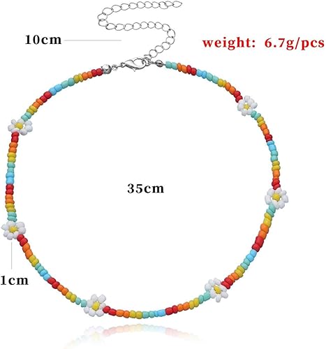 Miniatura 2 de Gargantilla con cuentas de margarita bohemia para mujer, hecha a mano, lindo collar de semillas de verano, playa, collar de clavícula, gargantilla