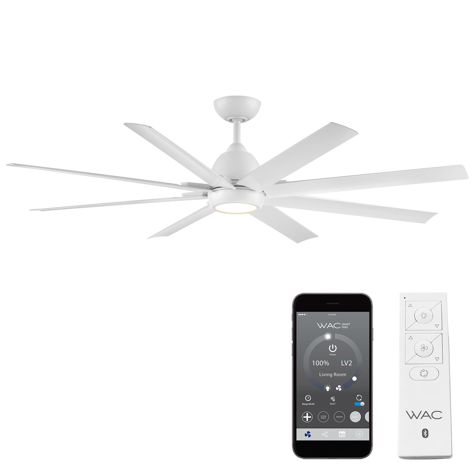 WAC Lighting Mocha XL 8-Blade Aluminum Smart Ceiling Fan in