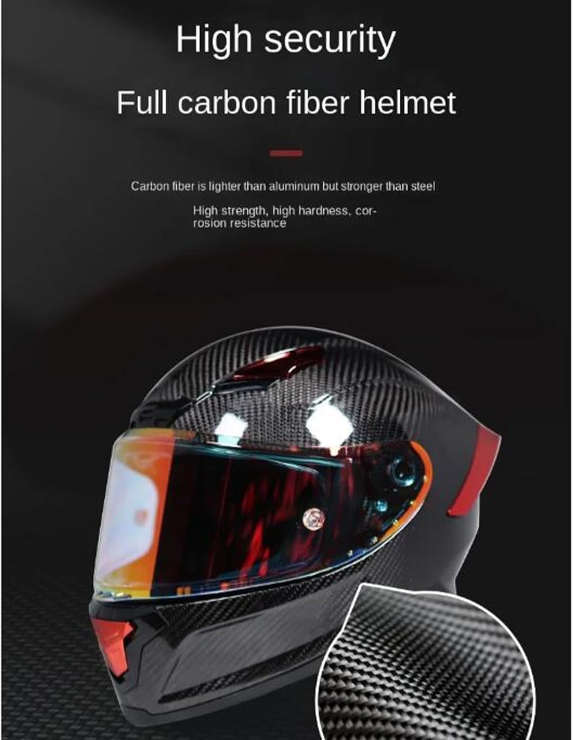 Casco Integral de Moto de Fibra de Carbono con Spoiler, Casco Deportivo for Turismo por Carretera, Aprobado por ECE Dot