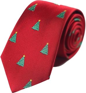 クリスマスネクタイ ノベルティネクタイ ホリデーネクタイ クリスマスツリープリントネクタイ 誕生日 記念日 クリスマスパーティーコスチューム メンズ 男性用 ギフト プレゼント (赤)