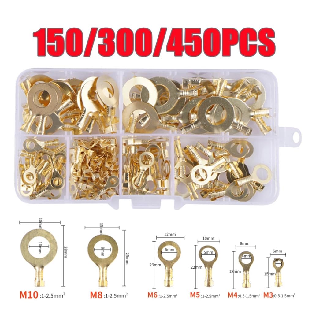 10 Satz M3/M5/M6/M8/M10 Ringösen Draht Quetschverbinder Augenloch Tragbare Ausrüstung Haken Kabelklemmen DIY Sortiment Set 300 Stück 300 Stück