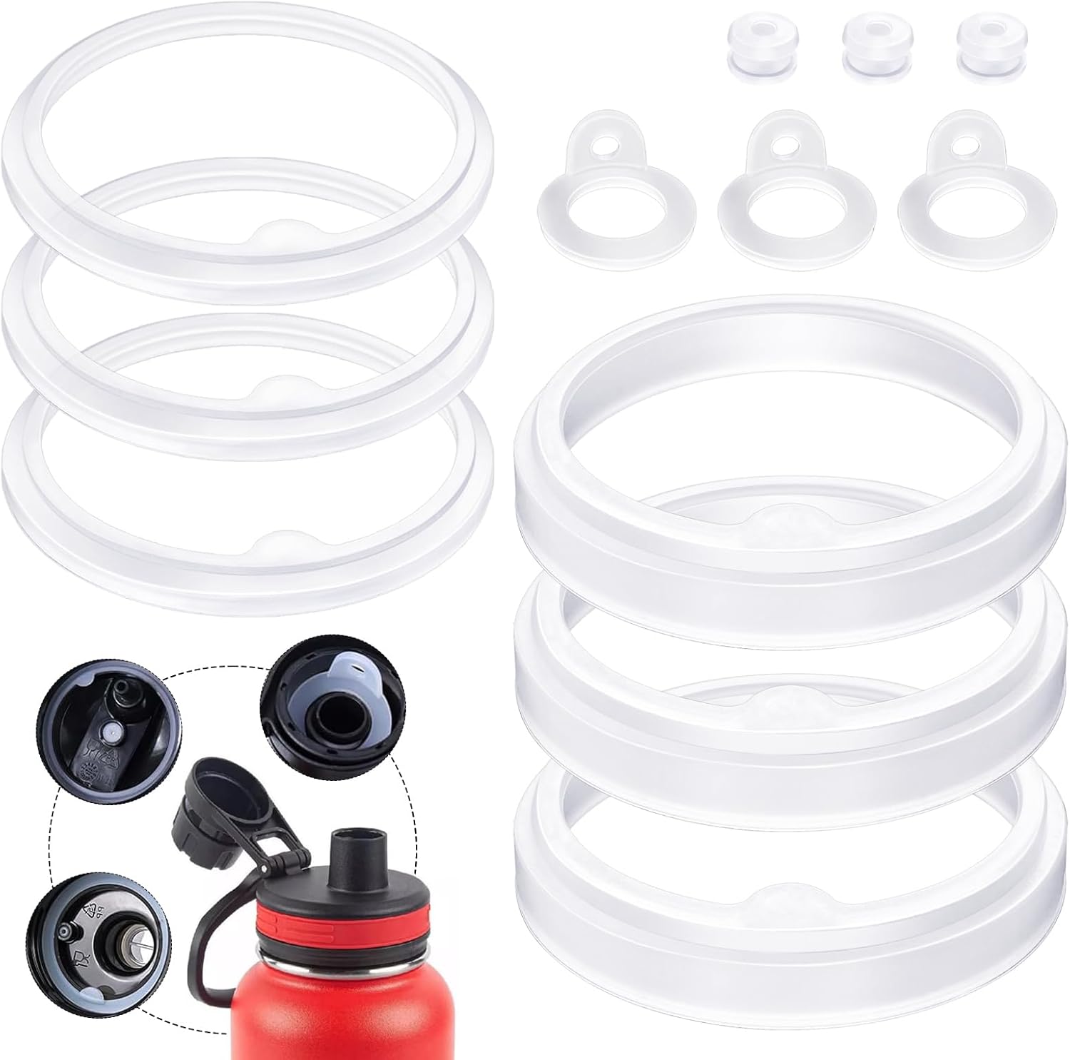 4 Sets 12PCS Water Bottle Gasket Replacement for Thermoflask 24oz/32oz