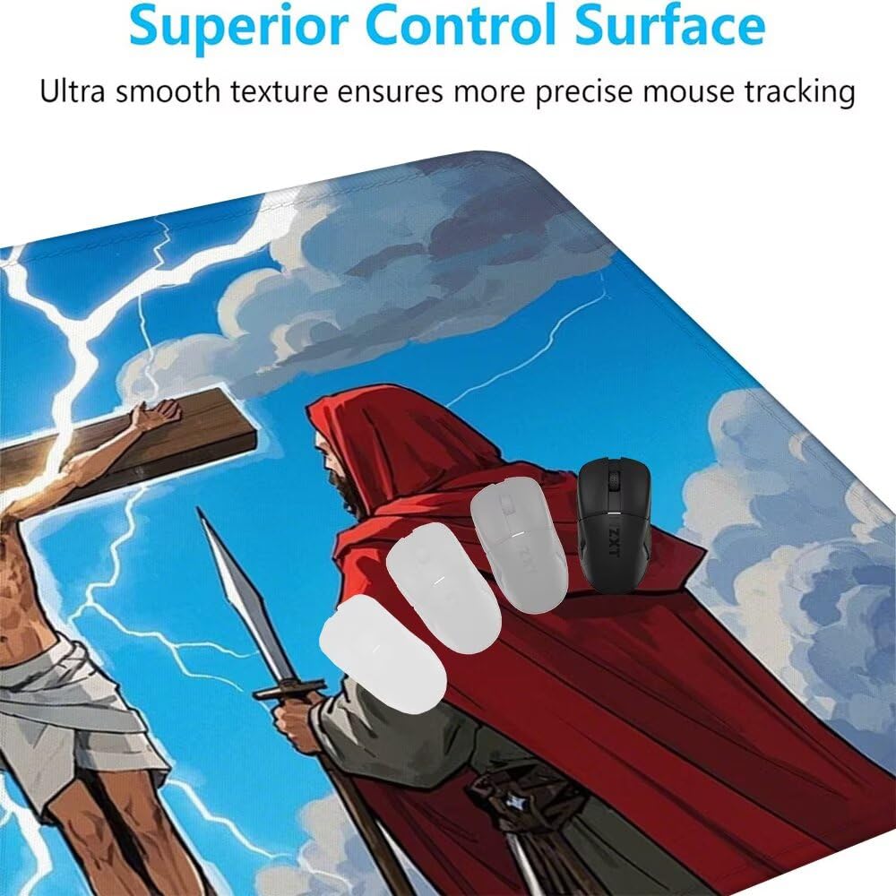 Attraverso Tappetino Mouse XXL 1000x500x3mm, Gaming Tappetino Mouse Cristo Mousepad con Base in Impermeabile Gomma Antiscivolo per Tastiera, PC, Computer Ufficio Idea Regalo per Festa del Papà X-962