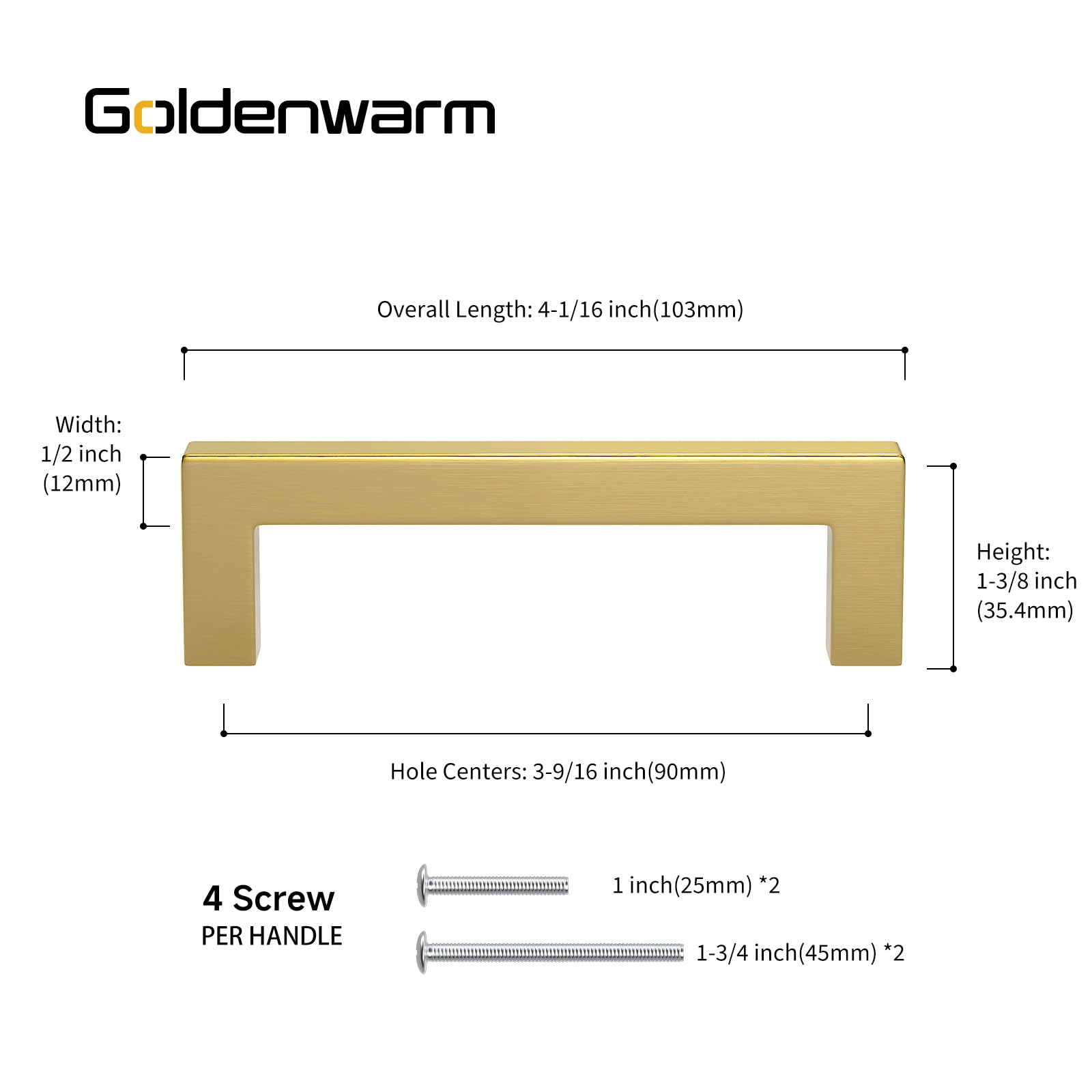 Goldenwarm 25 Piezas 256mm Tiradores Cocina Dorado Tirador Puerta Armario | tiradores cocina acero inoxidable tirador puerta armario tiradores muebles cocina tiradores armarios dorados