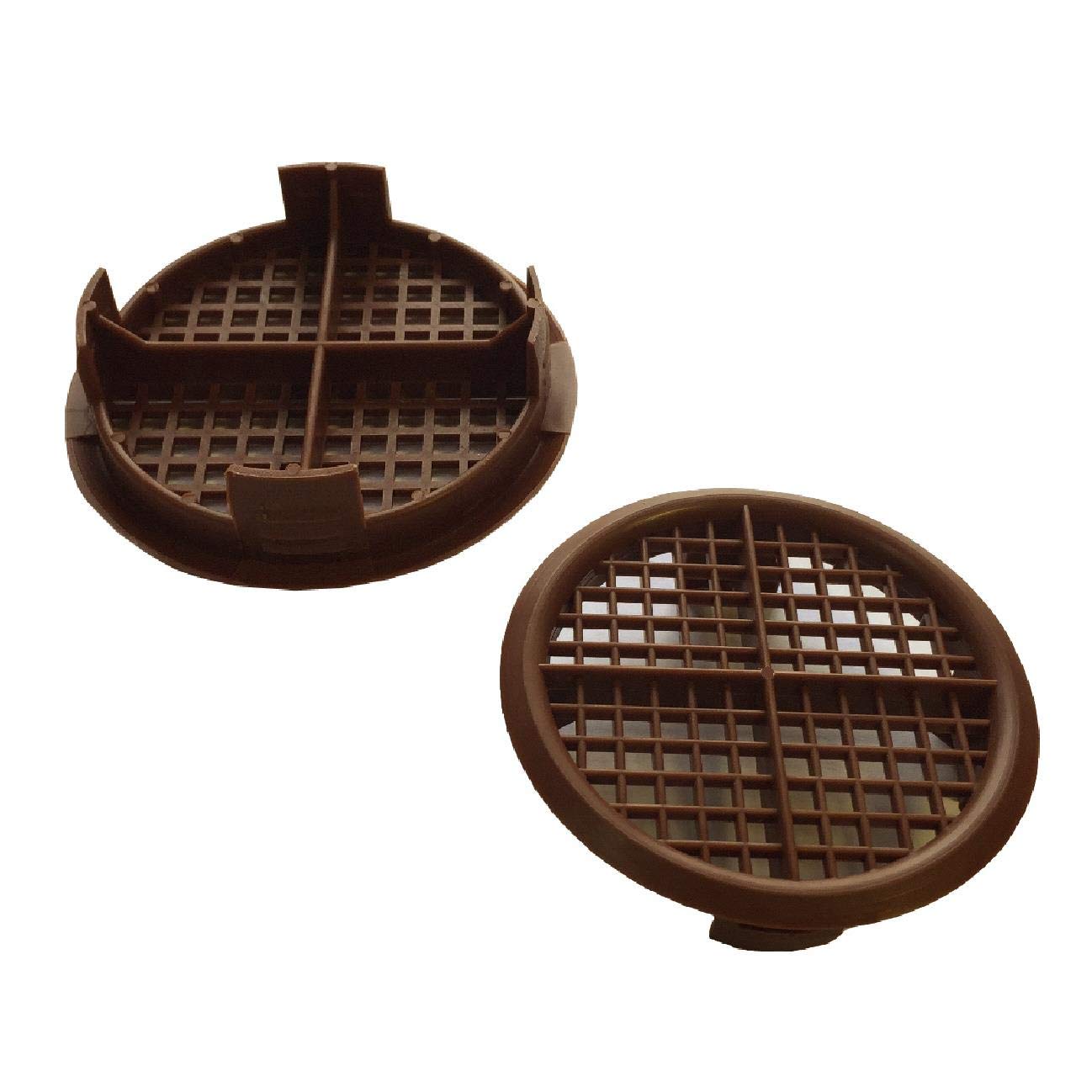4 x Brown Plastic 70mm Round Soffit Air Vents/UPVC Push Fit Eaves Disc/Fascia