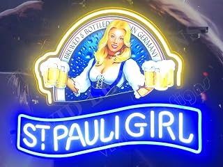 Queen Sense 24"x20" St Pauli Girl Beer LED Sign Light Neon Signs Lights Wall Décor Party Lamp With Dimmer A124SPGBLY-XLED