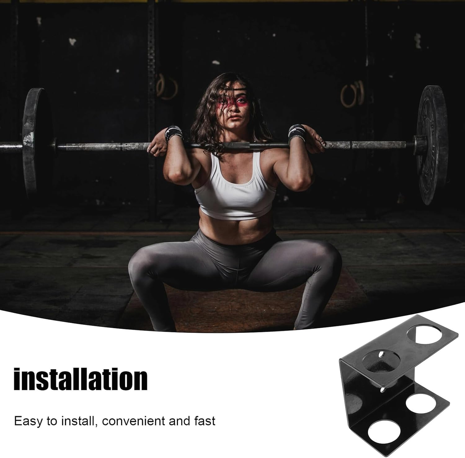 Wall Mounted Barbell Rack Weight Stand Bumper Plate Rack Double Hanger Gym Equipment Storage for Home and Commercial Fitness Rooms