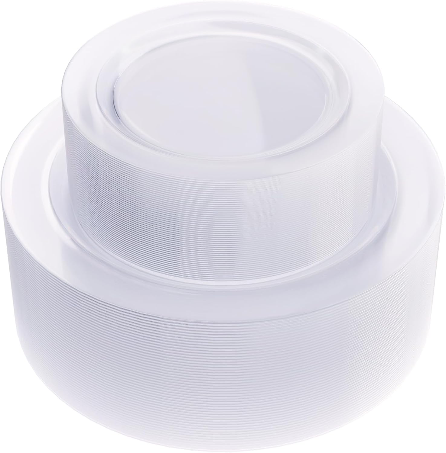 Moretoes 100PCS Clear Plastic Plates Disposable 10inch Dinner Plates and 7inch Dessert Salad Plates Heavy Duty Plates for Wedding Party and Birthday 100 Clear