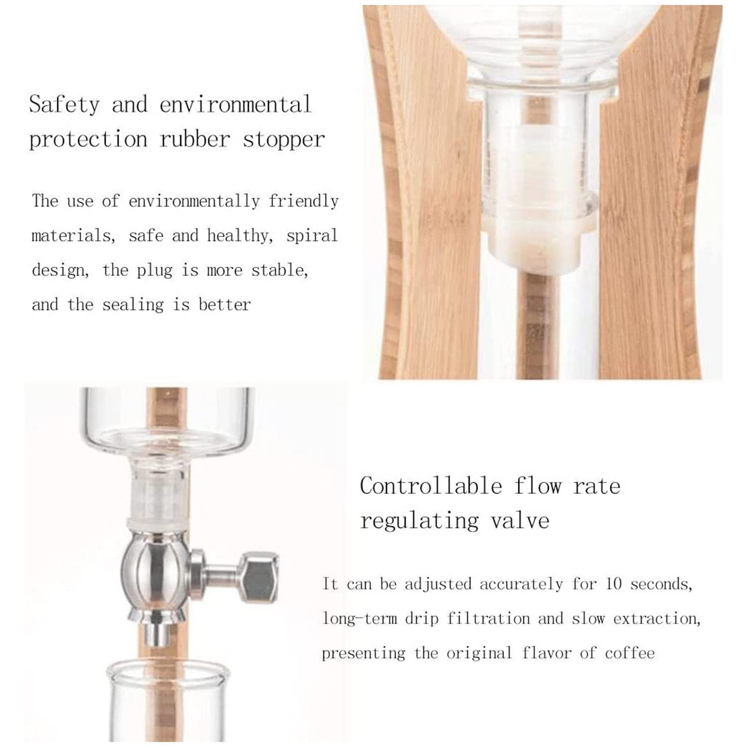 Cold Brew Drip Tower, 500ml/479.1 g Eiskaffeemaschine mit verstellbarem Tropfer und wiederverwendbarem Filter - Glas Cold Brew Maker für Kaffeeliebhaber